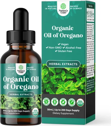 Gotas de Aceite de Orégano Orgánico - Aceite Líquido Super Concentrado de Orégano con Carvacrol 60% para la Digestión y Apoyo Inmunológico - Tintura