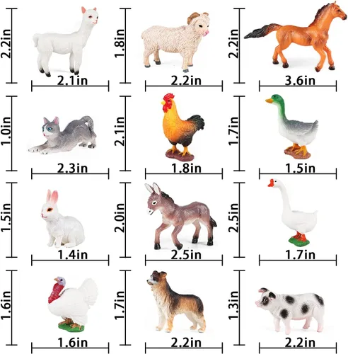 Miniatura 2 de SIENON Juego de 12 piezas de figuras de animales de granja, mini juguetes de plástico realistas para niños, juego educativo de animales de granja