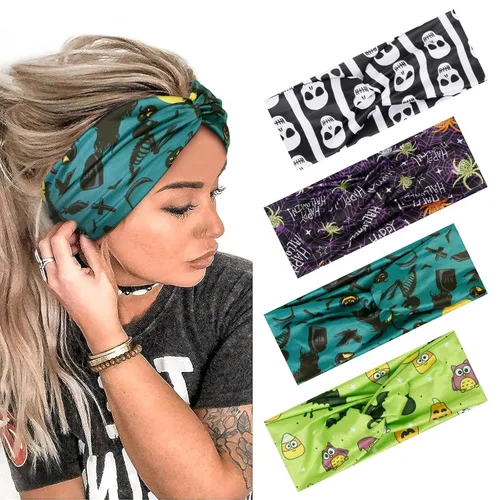 Miniatura 7 de AKTVSHOW Diademas para mujer, diadema anudada, bandas elásticas para el cabello para mujer, banda antideslizante con estampado turbante, elegante