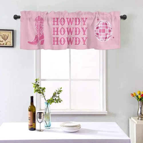 Miniatura 4 de Cenefa de ventana de Navidad para cocina, sala de estar, cortina de ventana temática de vaqueras para dormitorio, baño, cenefa de ventana Howdy