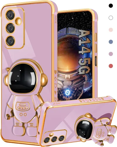 Miniatura 7 de Funda de teléfono para Galaxy A14 5G, diseño de astronauta linda para mujeres y niñas, con soporte oculto de astronauta, diseño 6D para Samsung