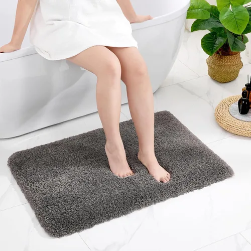 Miniatura 52 de Disolla Alfombras pequeñas para baño 17x24 antideslizante, alfombra de baño blanca esponjosa para el suelo del baño, lavable a máquina, alfombra