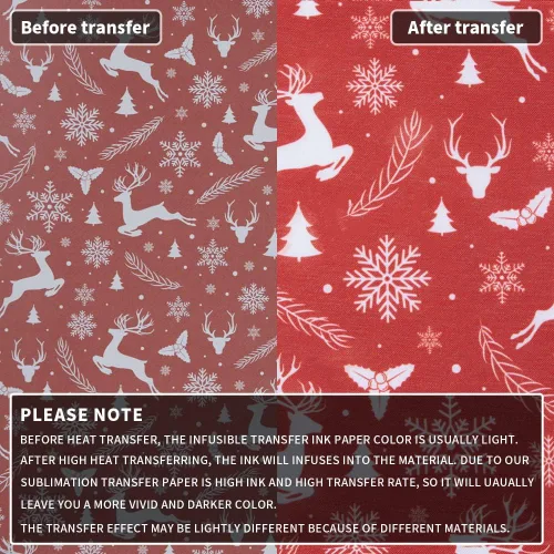 Miniatura 2 de Hojas de tinta de transferencia de sublimación de alce navideño, papel de sublimación de 12 x 4.5 pulgadas para camisetas, tazas, bolsas, 8