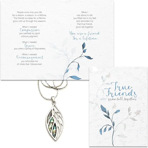 Miniatura 3 de Smiling Wisdom - Tarjeta de felicitación de amistad para mujeres y collar de hoja - True Friends Grow Together - A Reason Season Lifetime Friend