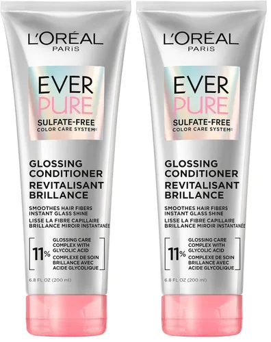 Miniatura 11 de L'Oréal Paris Acondicionador sin sulfato con ácido glicólico para un brillo duradero y suavidad EverPure, cuidado del cabello para cabello opaco