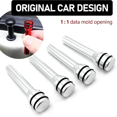 Miniatura 5 de gunhunt Paquete de 4 pomos para cerradura de puerta de automóvil, pasadores de aleación de aluminio para cerradura de puerta interior, kits plateado