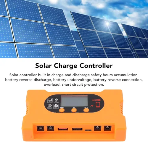 Miniatura 3 de Controlador de carga solar Dual USB tipo C de carga rápida Panel solar Regulador de batería Dc5521 Interfaz 12v/24v Adaptación automática (10A)