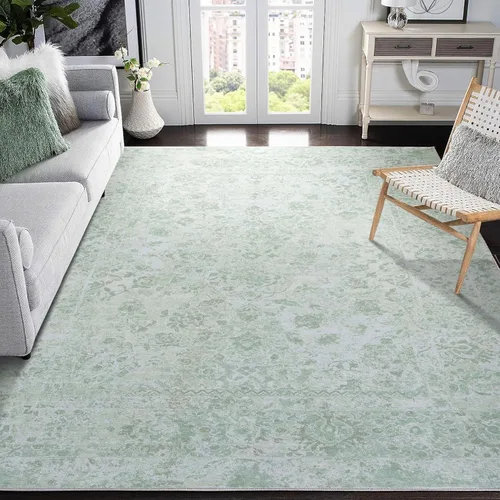 Miniatura 26 de Alfombras de 6 x 9, alfombras grandes lavables con flores estilo boho, alfombra de pelo bajo antideslizante y ultradelgada, alfombra para puerta