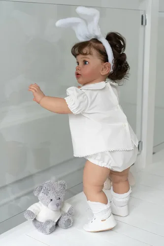 Miniatura 3 de Muñecas bebé recién nacidas de 26 pulgadas Niña de aspecto realista Muñeca bebé recién nacida de silicona Muñeca de cuerpo de tela suave Muñeca