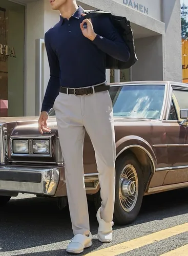Miniatura 5 de JMIERR Pantalones de golf para hombre, elásticos, ajustados, para correr, viajes, trabajo, pantalones de vestir chinos para hombre