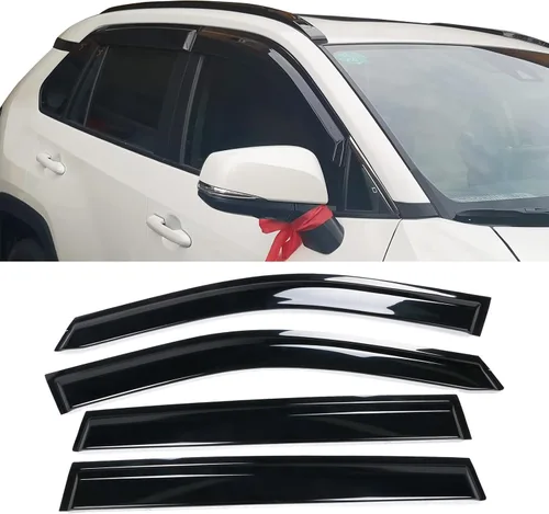 Miniatura 2 de IKON MOTORSPORTS, Visera adhesiva para ventana compatible con Toyota RAV4 2019-2025, humo oscuro acrílico, 4 unidades, protección contra la lluvia