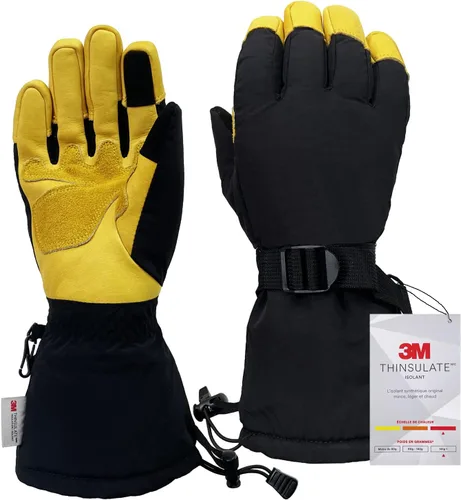 Guantes de esquí de invierno de cuero para hombres, mujeres y niños, -22 3M Thinsulate cálidos para nieve, snowboard, motos de nieve, guantes de