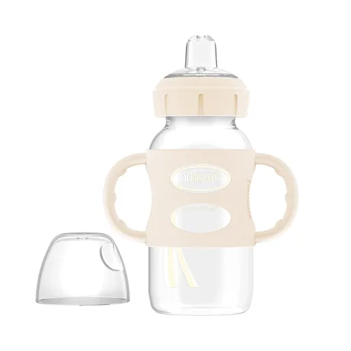 Miniatura 6 de Dr. Brown's Milestones - Botella de cuello ancho con asas 100% de silicona, asas de fácil agarre con boquilla suave para sorber, 9 onzas, azul