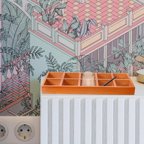 Miniatura 2 de Organizador dividido de madera, bandeja de clasificación de madera, pantalla de rejilla, bandeja rectangular de madera dividida con 10 secciones
