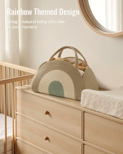 Miniatura 6 de Blissful Diary Organizador de Caddy de Pañales para Bebé, Cesta Caddy de Pañales de Cuerda de Algodón, Cesta de Almacenamiento Grande para Niños