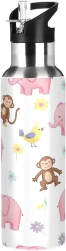Cute Elephants Stainless Steel Vacuum Insulated Water Bottle 32 Oz Leakproof Water Bottles, BPA-Free Sport Water Bottle Insulated