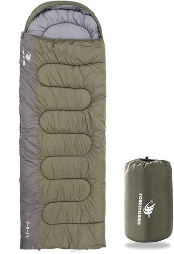 Saco de dormir para adultos y niños, impermeable y ligero, saco de dormir con capucha de 3 estaciones para acampar, senderismo, viajes al aire libre
