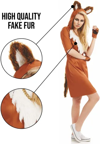 Miniatura 4 de fun shack Disfraz de zorro para mujer, disfraz de animal de Halloween para adultos, disponible en tallas S, M, L, XL