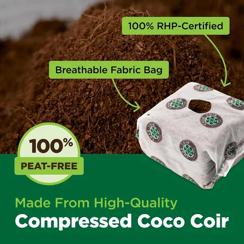Miniatura 4 de Char Coir Coco Cube, 100% fibra de coco certificada RHP en bolsa de tela aireada para semillas o clones, tamponado, pH estable, bajo EC, triple