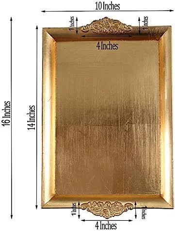 Miniatura 5 de 2 bandejas rectangulares doradas de 14 pulgadas de largo para servir con borde en relieve, cena, boda, recepción, fiesta, evento, suministros
