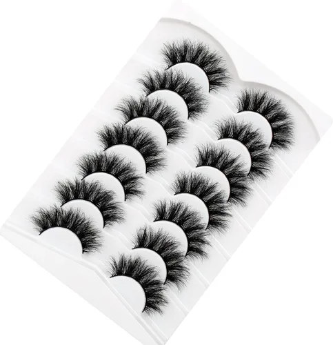 Miniatura 394 de Pooplunch - Pestañas postizas finas de visón sintético, estilo ojo de gato, naturales, cruzadas, tipo racimo, efecto 8D de volumen, tiras