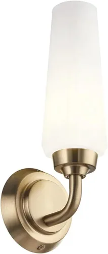 Miniatura 9 de Kichler Truby™ - Aplique de pared de 11.5 pulgadas con cristal de ópalo grabado satinado en níquel pulido