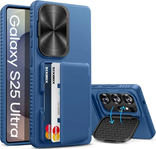 Miniatura 12 de Funda para Samsung Galaxy S25 FE, tarjetero integrado, soporte y cubierta para lente, prueba de caídas de grado militar, borde de silicona suave