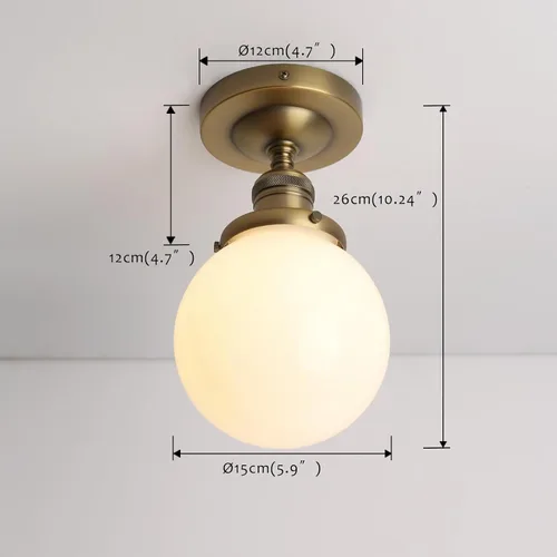 Miniatura 6 de Pathson Lámpara de techo moderna de montaje empotrado con vidrio de globo de leche, lámpara de iluminación de techo industrial esmerilada