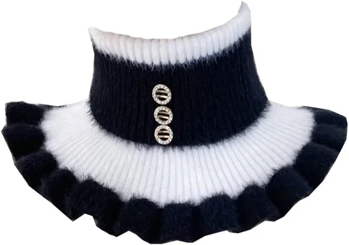 Miniatura 3 de Cuello alto Dickey a rayas de punto falso cuello falso desmontable cuello bufanda calentador de cuello para mujer