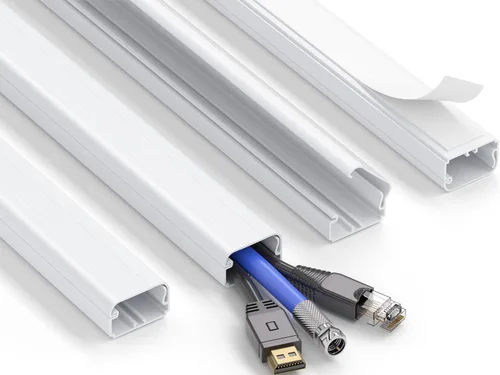 Miniatura 12 de ZhiYo Ocultador de cable de 85 pulgadas para un cable, cubiertas de cable autoadhesivas para cables en la pared, cubiertas de cable de TV pintables