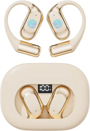 Auriculares de oreja abierta, auriculares Bluetooth 5.4 deportivos con pantalla digital inteligente, tiempo de reproducción de 40 horas, llamadas