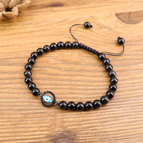 Miniatura 3 de COAI - Pulsera con cuentas de piedra de obsidiana negra