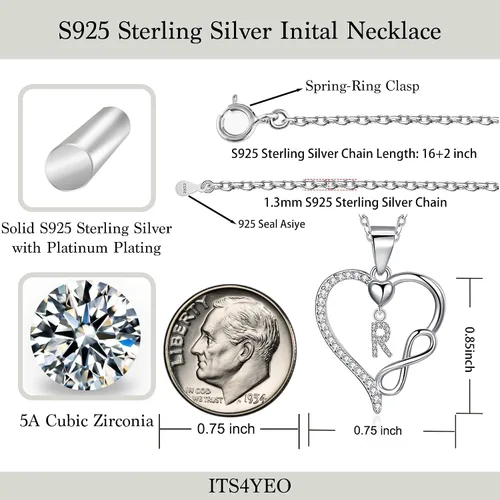 Miniatura 4 de Collar de plata de ley 925 con dije de corazón infinito, collar de plata con dije de circón para mujer, regalo de joyería para mujeres, esposas