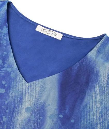 Miniatura 2 de SeSe Code - Blusa de malla para mujer, con volantes y manga 34, holgada y elástica