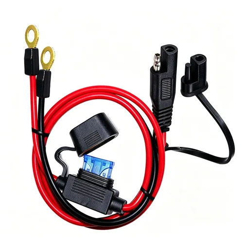 Conector SAE, arnés de terminal SAE a junta tórica con fusible de protección de 15 A para seguridad, enchufe de desconexión rápida de 2 pines, cable