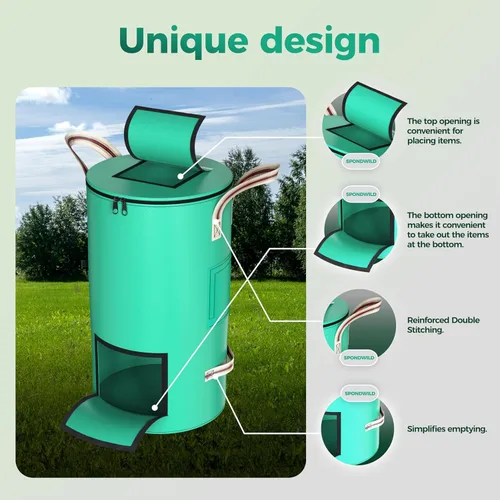 Miniatura 6 de Contenedores de abono para exteriores, 32 galones, reutilizables, para jardín, patio, bolsa de basura transpirable gruesa y plegable con 4 asas
