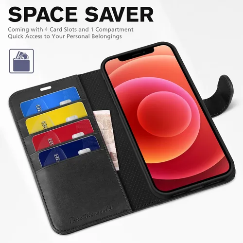 Miniatura 7 de TUCCH Funda tipo cartera compatible con iPhone 12 Pro Max 5G de 6.7 pulgadas, con ranura para tarjetas de piel sintética