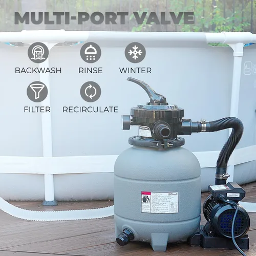 Miniatura 3 de XtremepowerUS Filtro de arena de 12 pulgadas para piscinas sobre el suelo Max 2,400 GPH Bomba de piscina de válvula multipuerto de 7 vías hasta