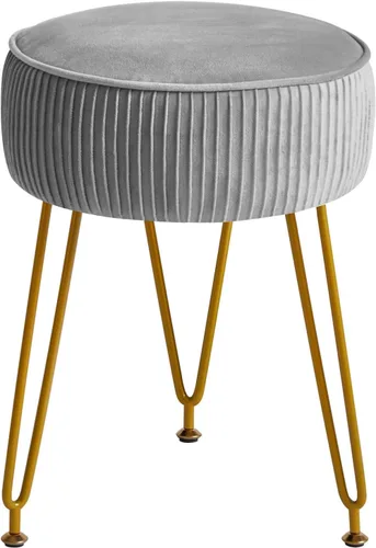 Miniatura 20 de IBUYKE Reposapiés Otomano Redondo de Terciopelo, Taburete de Tocador de Maquillaje Mesa Auxiliar, Asiento de Mesa de Tocador de Terciopelo, Taburete