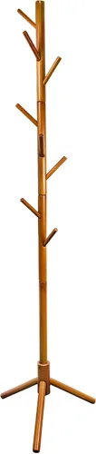 Miniatura 8 de VaeFae Perchero de bambú, árbol de pasillo independiente con 8 ganchos (negro)