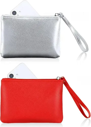 Miniatura 20 de Paquete de 2 pequeñas bolsas de maquillaje con cremallera para bolso, lápiz labial, organizador de maquillaje de viaje para mujeres, productos Negro