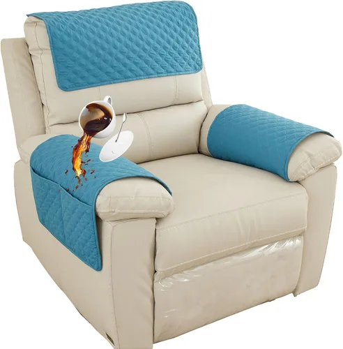 Miniatura 29 de Funda para Reposabrazos de Sofá, Funda para Reposacabezas de Silla Reclinable, Funda de Sillón con Bolsillos, Protector de Muebles Acolchado Beige