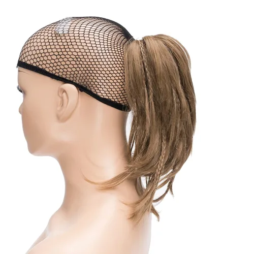 Miniatura 3 de IMISSU Extensiones de cabello hechas a mano con clip de cola de caballo trenzada, extensiones de cabello de cola de caballo (cobre ceniza)