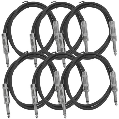 Seismic Audio SASTSX-3Black-6PK 3 pies TS de 1/4 de pulgada, cable para guitarra, instrumento o patch, negro Blanco