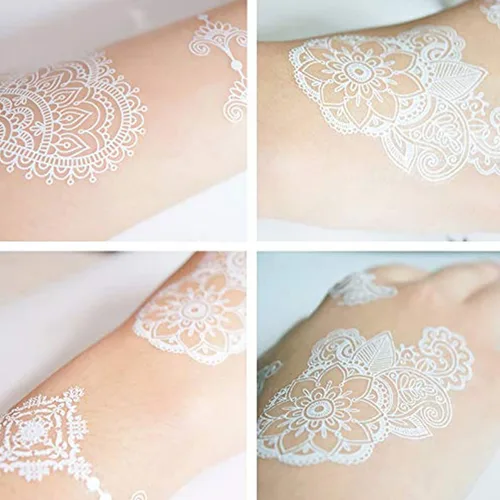 Miniatura 8 de Tatuajes de henna, tatuajes temporales de henna, calcomanías de tatuaje impermeables blancas para mujeres, bodas, fiestas, festivales y proveedores