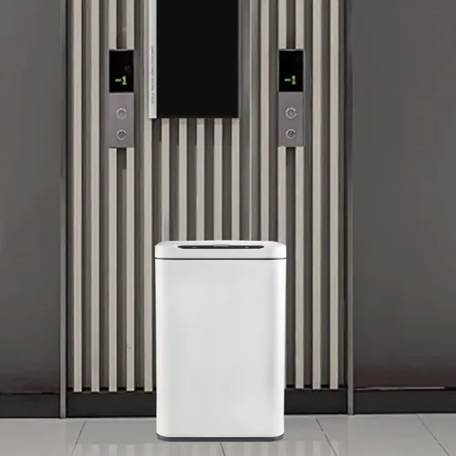 Miniatura 5 de ELPHECO Basurero de acero inoxidable para oficina, con sensor de movimiento, sin contacto, cubo de basura inteligente automático para cocina, Blanco