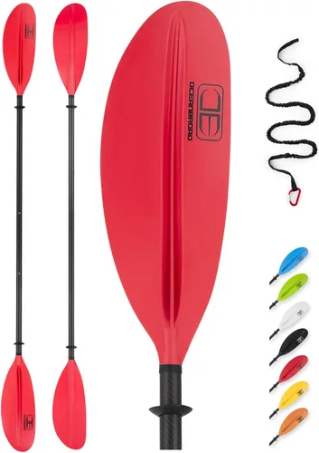 Miniatura 10 de OCEANBROAD Adjustable Carbon Fiber Kayak Paddle 86in/220cm to 94in/240cm Kayaking Oar for Adults with Paddle Leash 1 Paddle Azul
