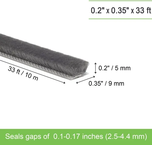 Miniatura 2 de Sello autoadhesivo para puertas y ventanas: relleno aislante insonorizante para marcos correderos, exteriores, frontales y jambas, 0.2 pulgadas x