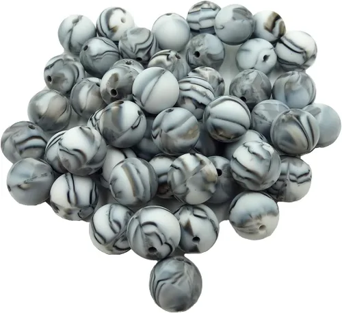 Miniatura 13 de Cuentas de perlas de silicona focales para bolígrafo, 100 cuentas redondas de silicona sueltas de 0.59 pulgadas a granel para llavero, mamá mujer
