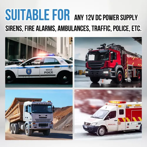 Miniatura 6 de Bocina de Sirena de Coche de 7 Tonos con Micrófono, Sirena de Alarma de 12V 100W Amplificador de Emergencia con Micrófono Sistema de Altavoz PA